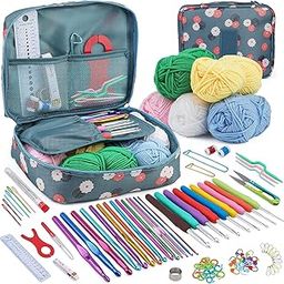Pnytty 107 Pcs Crochet Kit, with Knitted Blunt Needle and Woolen Yarn, Complete Knitting Kit for Beginners, Including Soft-handle Crochet, Aluminum Crochet, Plastic Large Eye Needle and Crochet Tools.-picture-19