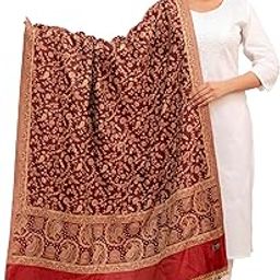 Kashmiri Kani Wool Shawl for Women | Ethnic Shawl/Stole for Women | Women's Pashmina Wool Kani Weave Shawls Winters (Pack Of 1)-image-5