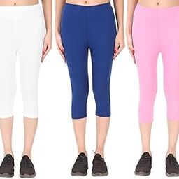 Women Cotton Stretchable Capri | Slim/Regular Fit | Breathable Yoga, Gym & Lounge Wear | Mid-Waist Stretchable 3/4 Length Leggings with Wide Waistband – Pack of 3-image-87