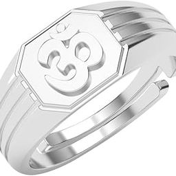 Pure 925 Sterling Silver Om Men Ring |Religious, Size Adjustable, Platinum Plated | Gift for Men & Boys-image-67