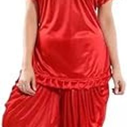 Siriji Creation Women’s Satin Night Suit with Dhoti Bottom | Stylish Patiala-Style Kurta Set Nightwear | Sleepwear for Comfortable Relaxation, Lounge and Sleep-image-10