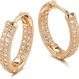 18k Rose Gold Plated Latest Fancy Stylish Copper Zircon Bali Earrings for Women and Girls-55