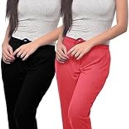Women Cotton Blend Solid Regular Pajama Black & Onion Pink, Womens Pyjama, Printed, Running ladies for lower, night pant, track pant, Right Side Zip Pokect Pack of 2-picture-15