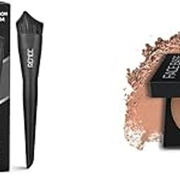 RENEE Professional Makeup Brush with Easy-to-Hold, 1Pc - BlackFace Base Compact Powder Almond Beige 9gm| Enriched with Hyaluronic Acid & Vitamin E| Long-lasting, Easy Blend, Matte Finish-image-4