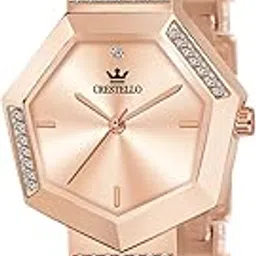 crestello Bracelet Type Analog Wrist Watch for Women (Silver/Rose Gold/Brown) - CR-JWL151-picture-6