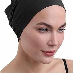 Women's Stretch Under Scarf Convenient Bonnet Jersey Cap Head Wrap - Tube Hat Opens on 2 Ends-53