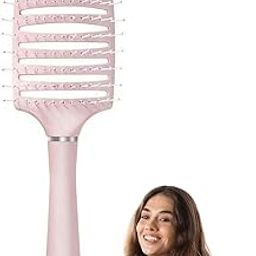 Homeaura Detangler Hair Brush - Curved & Vented Hair Brush for Women & Men | Detangling Hair Comb for All Hair Types - Wet, Dry & Damaged Hair | Blow Drying, Styling and Scalp Massage (Pink)-13