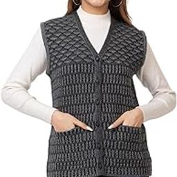 Winter Wear/Casual Wear/Outdoor Wear/Acrylic Blend/V Neck/Embroidered/Sleeveless Women's Cardigans (1261)-image-18