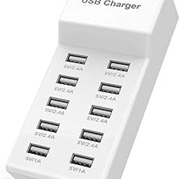 CEZO USB Charger USB Charging Station with Rapid Charging Auto Detect Technology Safety Guaranteed 10-Port Family-Sized Smart USB Ports for Multiple Devices Smart Phone Tablet Laptop Computer-17