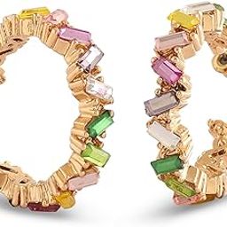 Multicolor Dazzling Stones Embellished Party Bling Semi Hoops Earring For Women-ZPFK16213-image-62