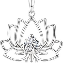 925 Silver Lotus Solitaire Pendant | 92.5 Sterling Silver and Diamond like Brilliance Sparkling Zirconia | Lovely Gift - Lotus-image-88