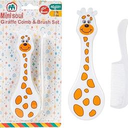 MINI SOUL Elegant Baby Comb & Brush Set for Newborns, Soft Bristles Brush for Delicate Baby Scalp, Rounded Teeth Comb for Toddlers, Easy Grip Handles Baby Grooming Kit for Infants (Pack of 1, White)-image-37