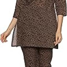 Women's Cotton Ethnic Motif Printed Night Suit Top And Pajama Set-image-1