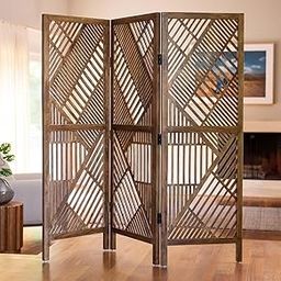 Musa Kazim Wooden Room Partition | Living Room |6 Ft Wooden Screen Separator | Wooden Room Wall Divider | Wooden Hall Partition Furniture | Bedroom | Office | Restaurant antiq Brown Finish (3 Panel)-picture-29