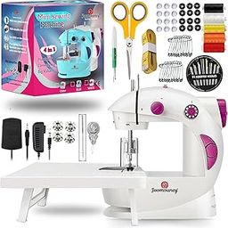 Joomouney Mini Sewing Machine-Electric Sewing Machine with table set and light tailoring clothes stitching silai machine small portable Hand sewing machine for home carfts(white kit 2)-image-55