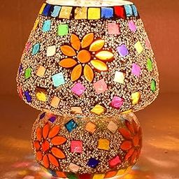 CRAFTVERRE Mushroom Shaped Mosaic Glass Lamp for Home/Office/Festival Decoration (Bulb Not Included) (Table Lamp - 04, 17 cm)-16