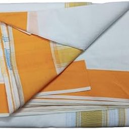 Men's Traditional Pure Cotton Bleached White Dhoti Border Size 9X5 (or) 4.15 Mtr Dhoti with 2.30 Mtr Angavastram_SG009-10