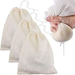 Breezy Blends Muslin Cheese Cloth Bag for Kitchen, Unbleached Reusable Cotton Bags for Straining Juice as Strainer, Masala Potli, Spice Bag, Paneer, Curd, Cheese, Sprouting Beans-10x12inches 3 Pcs-3