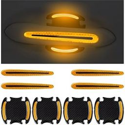 Empire Elements® (Yellow) Car Reflective Sticker Door Handle Door Bowl Protection Guards Trim Stickers Universal Reflective Warning Anti Collision Scratches Protector Compatible with TUV 300-image-79