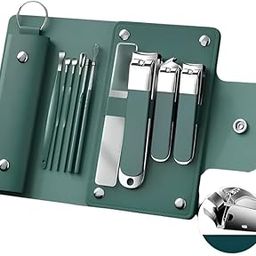nail clipper / 10 in 1 nail cutter Professional Manicure Pedicure Kit for Men, Women and Adults Ultra Sharp Stainless Steel Hand Nail Clipper for Fingernail & Footnail Travel Kit Perfect For Gifts (Dark Green (10 Piece))-image-84