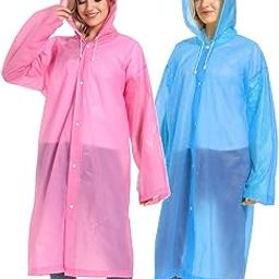 2 PCS Rain Ponchos for Adults Reusable Raincoats Emergency Survival With Hoods And Sleeves for Women Pink Pack of 2-picture-11