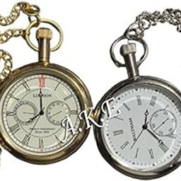 Vintage Pocket Watch Gift for Her, Him, Birthday, Christmas, New Year, Baptism, Antique Set of 2-image-85