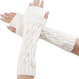 Winter Women Arm Warmers Long Fingerless Gloves for Women Mittens Knit Wrist Warmers with Thumb Hole Warm Sleeves-image-68