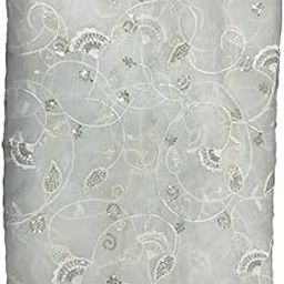 Elegant Organza fabric White Dyeable Dupatta, Which designed with embroidery sequin work in free flowing vine alongwith floral Pattern throughout-picture-53