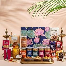 Gladful 19-in-1 Mega Rakhi Gift Box – Millet Mixes, Peanut Jalapeno, Loyka Brittle, Date Nut Squares, Incense, Candle, Rakhi, Potli & more-17