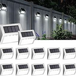 Solpex 12 Pack Solar Deck Lights,3 LED Solar Fence Lights,Outdoor LED Stair Step Lighting Stainless Steel Waterproof Led Solar Lights for Step/Stairs/Patio/Porch/Pathway/Walkway/Garden-(Cold White)-image-32