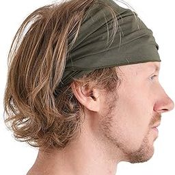 Mens Womens Elastic Bandana Headband Japanese Long Hair Dreads Head Wrap Khaki-image-11