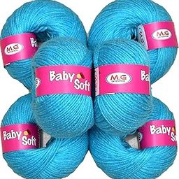 Vardhman Kintting Yarn 100% Acrylic Wool Sky Blue (6 pc) Baby Soft 4 ply Wool Ball Hand Knitting Wool/Art Craft Soft Fingering Crochet Hook Yarn, Needle Knitting Yarn Thread Dyed-image-17