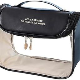 Vitzie Transparent Makeup Storage Bags Cosmetic Vanity Travel Pouch Zipper Closure |Toiletry | Grooming Portable Makeup Kit Accessories Organizer Carry Pouch with Handle for Women (Black)-image-77