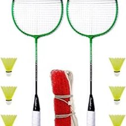 CLOVERBYTE Set of 2 Racquet with 6 Nylon Shuttle and 1 Badminton net Badminton Kit-18