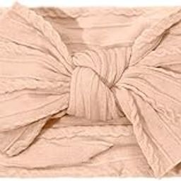 SYGA Baby Beige Headbands Soft Nylon Bow Hairbands Strechable For Newborns, Infants, Toddlers And Kids 0-3 Years (Meat Powder)-image-85