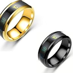 Men Smart Temperature Combo Ring Gold & Black (IR869)-image-4