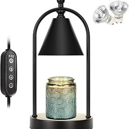 AONELAS Soilsiu Candle Warmer Lamp with Timer, Electric Black Candle Warmer Light for Bedroom, Dimmable Wax Melts Warmer for Candle Jars, Home Decor Beside Lamp Gifts for Women (2 Bulbs Included)-image-53