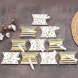 SATYAM KRAFT 40 Pcs Golden Decorative Folding Paper Gift Boxes For Christmas,Gifting Chocolates, Dryfruits Items-Fancy Decorative packaging In Wedding,Function, Birthday Packing, Engagement (white and golden)-11