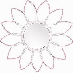 RAZISH Sunflower Mirror Wall Decor | Decorative Mirror Wall Mounted | Mirror Wall Decor for Living Room | Beautiful Metal Modern Designer | Hanging Mirror Sculpture Set of 3 (Pink & White)-image-19