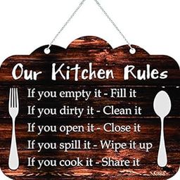 CVANU Our Kitchen Rules Wooden Wall Hanging/Door for Decorative Home & Kitchen (8inchX10inch)-image-81