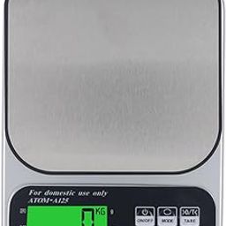 Atom A-125 Digital Kitchen Weighing Scale & Food Weight Machine for Health, 10kg X 1gm, Fitness, Home Baking & Cooking, Silver and Black. For Domestic Use Only-2
