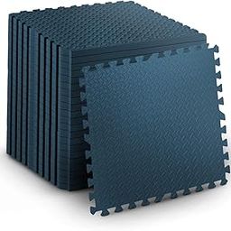 GSQUARE Fitness Puzzle Mat, Gym Floor Mat, Exercise Mat, EVA Foam Interlocking Tiles, Protective Flooring for Gym Equipment and Workouts, 12mm Extra Thick (Navy Blue, 4pcs - 16 Square Feet)-13