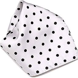 White Pocket Square With Black Polka Premium Mens Solid Micro Fiber Silk Satin Pocket Square Wedding Handkerchiefs-image-63