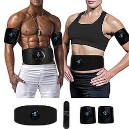 ABS Stimulator - Ab Machine, EMS Muscle Stimulator, Abdominal Training Belt Workout Portable Abs Stimulator, Home Office Fitness Workout Equipment (Black）, Black, One Size-image-55