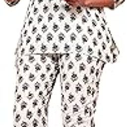 White Floral Printed Night Suit Pajama Set-image-53