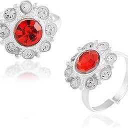 Memoir Silverplated Red CZ & Imitation Diamonds Fashion jewellery Toering Women Bichiya (TRRM6114)-image-8