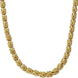 Gold plated HANDCRAFTED, Gajra flower design, long 4mm thick/24 Inch,Chain necklace Jewellery for Men and Women-image-14