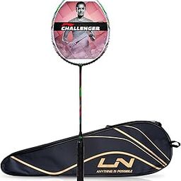 Li-Ning Challenger Boost Carbon Graphite Strung Badminton Racquet, 84 Grams, 30 Lbs String Tension and Free Full Cover (Black/White)-image-20