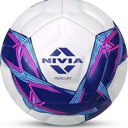 Nivia Mercury Football/PU Leather/Power Stitched Football/12 Panel/Match Ball/Size - 5 (White/Blue)-picture-28
