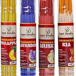 Sapt Sindhu Agarbatti I Fragrance Combo of 4 X 100gm - Pineapple, Lavender, Musk, Kia I Natural Long-Lasting & Soothing I Incense Sticks for Pooja Havan Home Freshness Meditation & Relaxation-image-17